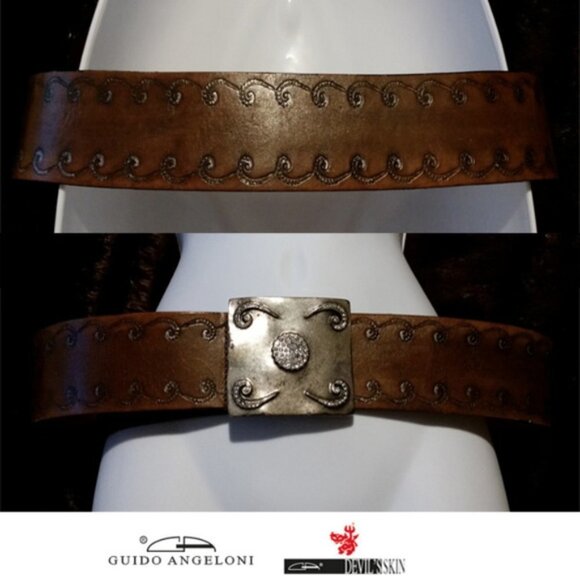 GUIDO Angeloni devil's skin wide belt sz 36